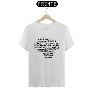 Nome do produto Romancistas brasileiros TShirt Quality (Branca/Cinza)