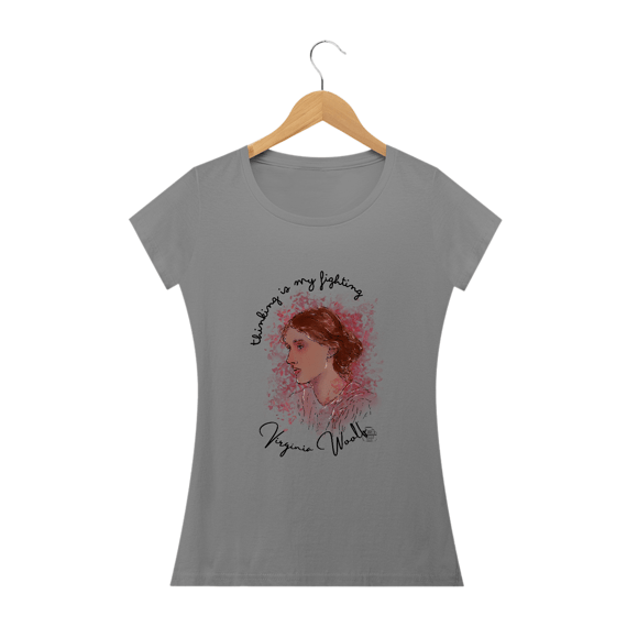 Thinking is my fighting, Virginia Woolf Baby Long Quality (Branca/Cinza)