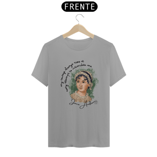 Nome do produto My courage always rises, Jane Austen TShirt Quality (Branca/Cinza)