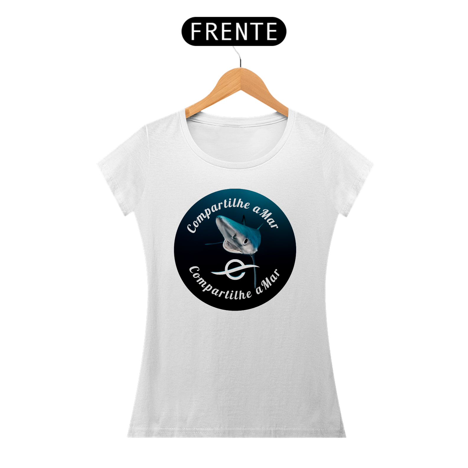 Camiseta Feminina Tubarão Compartilhe aMar