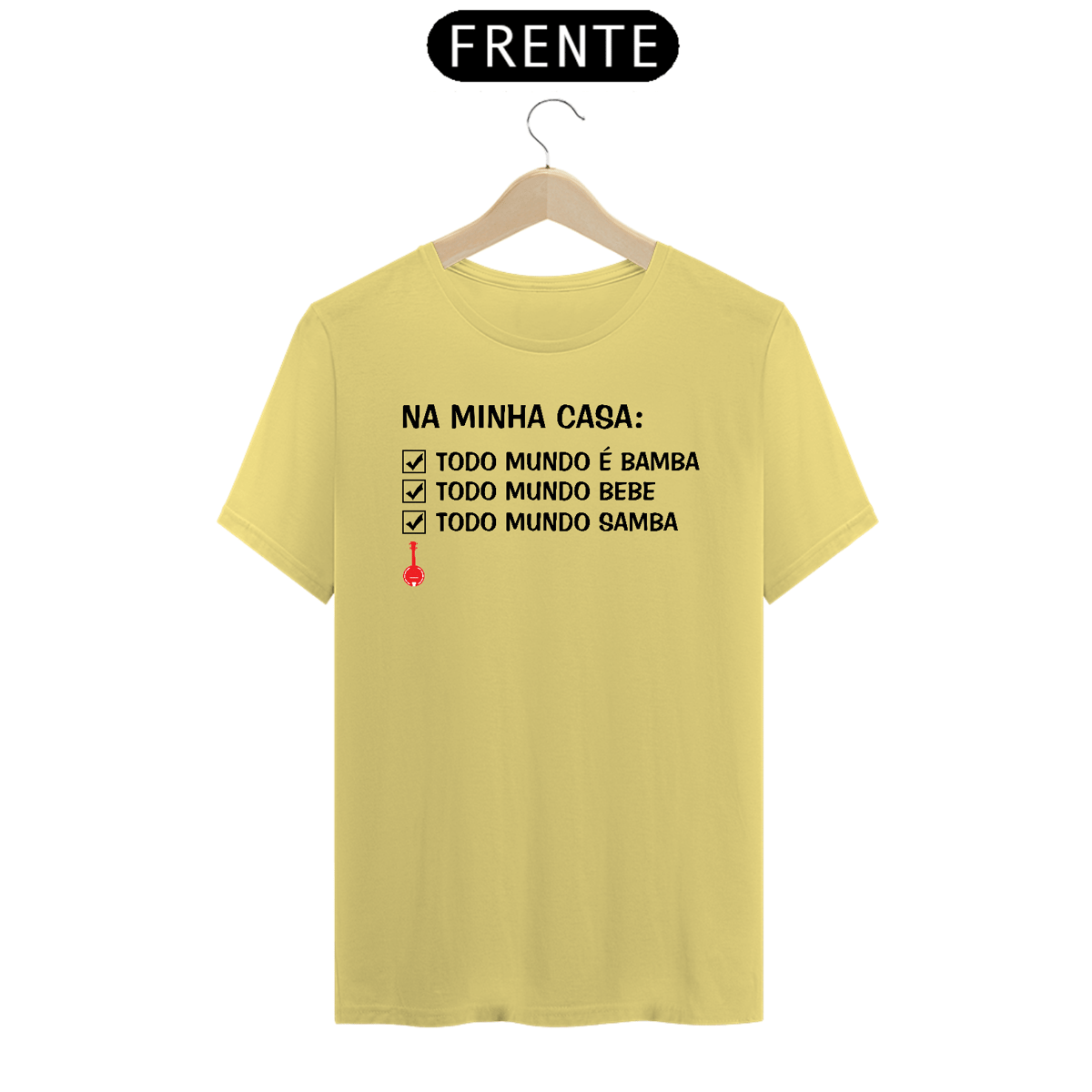 Nome do produto: Camiseta Na Minha Casa Todo Mundo é Bamba - Amarela Estonada