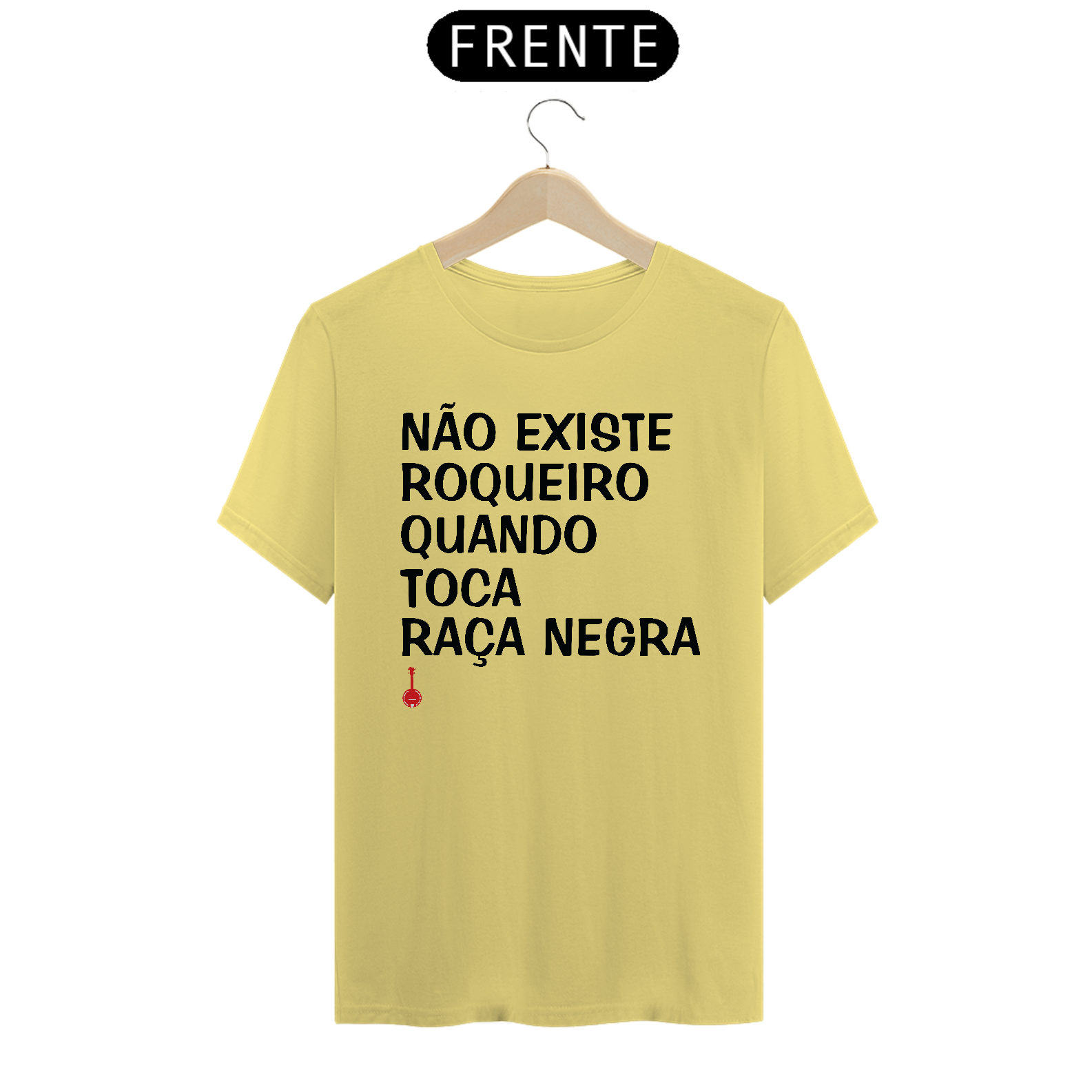 Camiseta Não Existe Roqueiro Quando Toca Raça Negra - Amarela Estonada