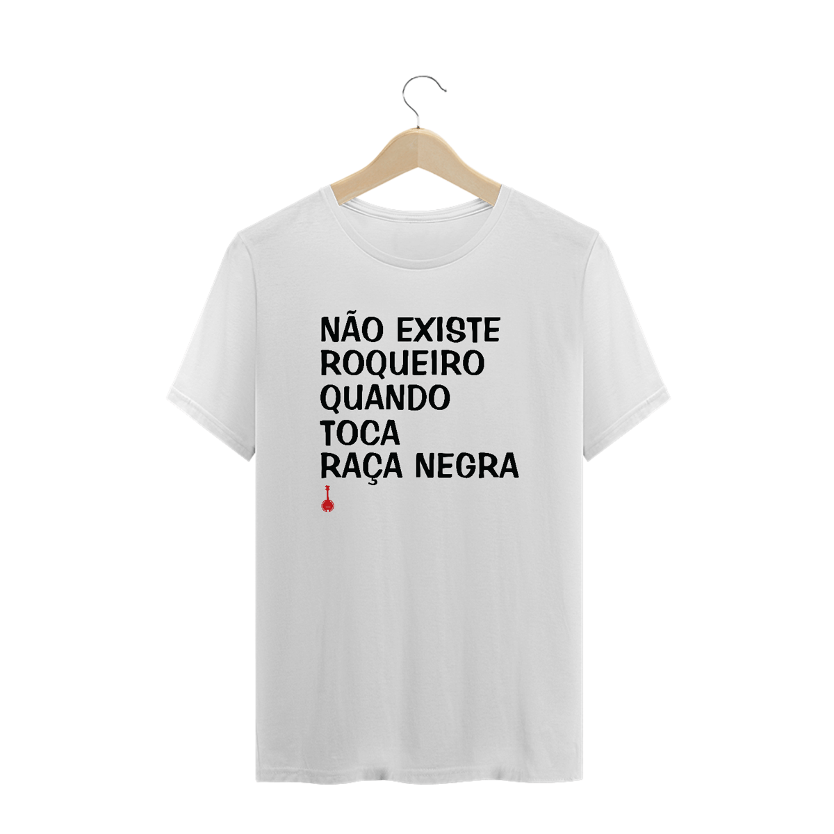Nome do produto: Camiseta Plus Size Não Existe Roqueiro Quando Toca Raça Negra