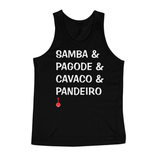 Camiseta Regata Samba, Pagode, Cavaco e Pandeiro - Preta