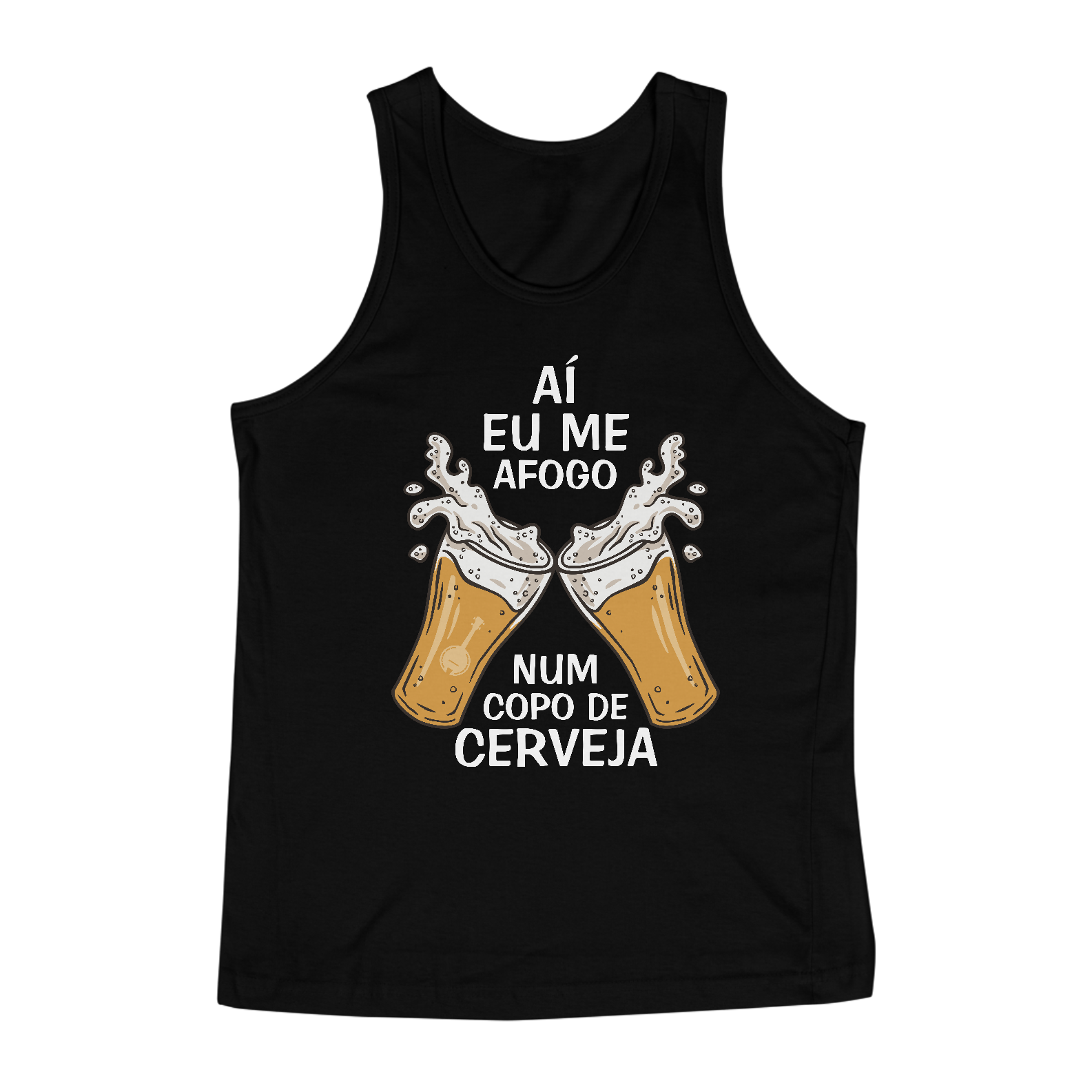 Camiseta Regata Aí Eu Me Afogo Num Copo de Cerveja - Preta