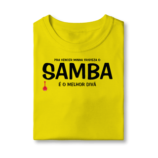 Nome do produto Camiseta Infantil Pra vencer Minha Tristeza o Samba é o Melhor Divã
