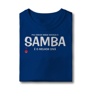 Nome do produto Camiseta Infantil Pra vencer Minha Tristeza o Samba é o Melhor Divã