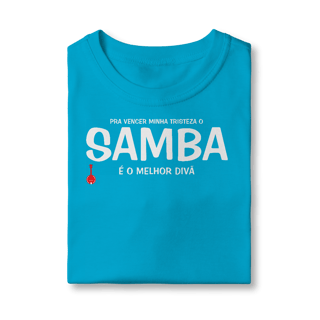 Nome do produto Camiseta Infantil Pra vencer Minha Tristeza o Samba é o Melhor Divã