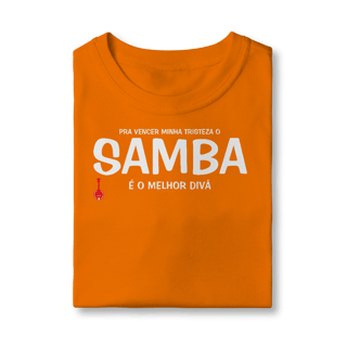 Nome do produto Camiseta Infantil Pra vencer Minha Tristeza o Samba é o Melhor Divã