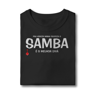 Nome do produto Camiseta Infantil Pra vencer Minha Tristeza o Samba é o Melhor Divã