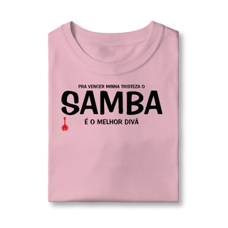 Nome do produto Camiseta Infantil Pra vencer Minha Tristeza o Samba é o Melhor Divã