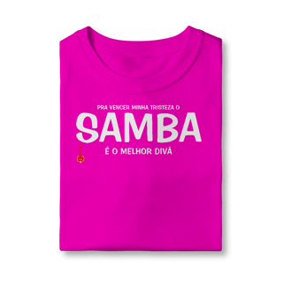 Nome do produto Camiseta Infantil Pra vencer Minha Tristeza o Samba é o Melhor Divã