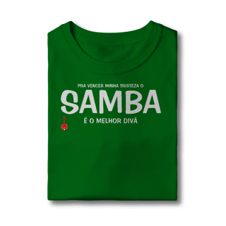Nome do produto Camiseta Infantil Pra vencer Minha Tristeza o Samba é o Melhor Divã