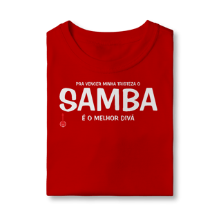 Nome do produto Camiseta Infantil Pra vencer Minha Tristeza o Samba é o Melhor Divã