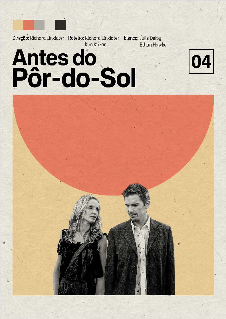 Nome do produto: Pôster minimalista Trilogia do Antes | Antes do Pôr-do-Sol