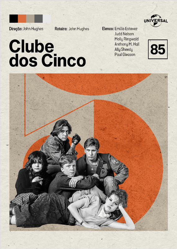 Pôster Minimalista Clube dos Cinco – Clássico dos Anos 80 | Um Filme Que Eu Vi