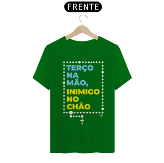 Nome do produto Camiseta Terço na mão, Inimigo no chão