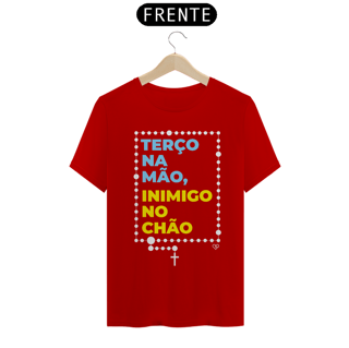Nome do produto Camiseta Terço na mão, Inimigo no chão