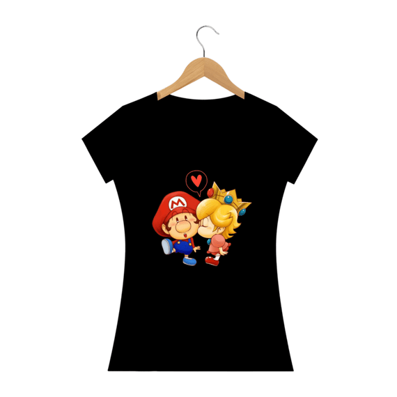 T-SHIRT FEMININA - MARIO E PRINCESA PEACH