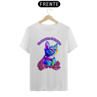 Nome do produto Camiseta Gato Abstrato e Flores