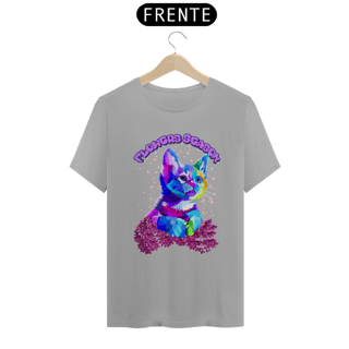 Nome do produto Camiseta Gato Abstrato e Flores
