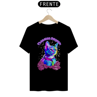 Nome do produto Camiseta Gato Abstrato e Flores