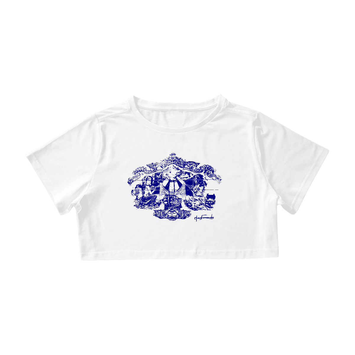 Nome do produto: Camiseta Cropped Sereias Rendeiras
