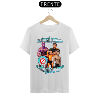 Nome do produto Camiseta Natural, Vegano e Alérgico a Água (Estampa na Frente)