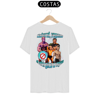 Nome do produto Camiseta Natural, Vegano e Alérgico a Água (Estampa nas Costas)