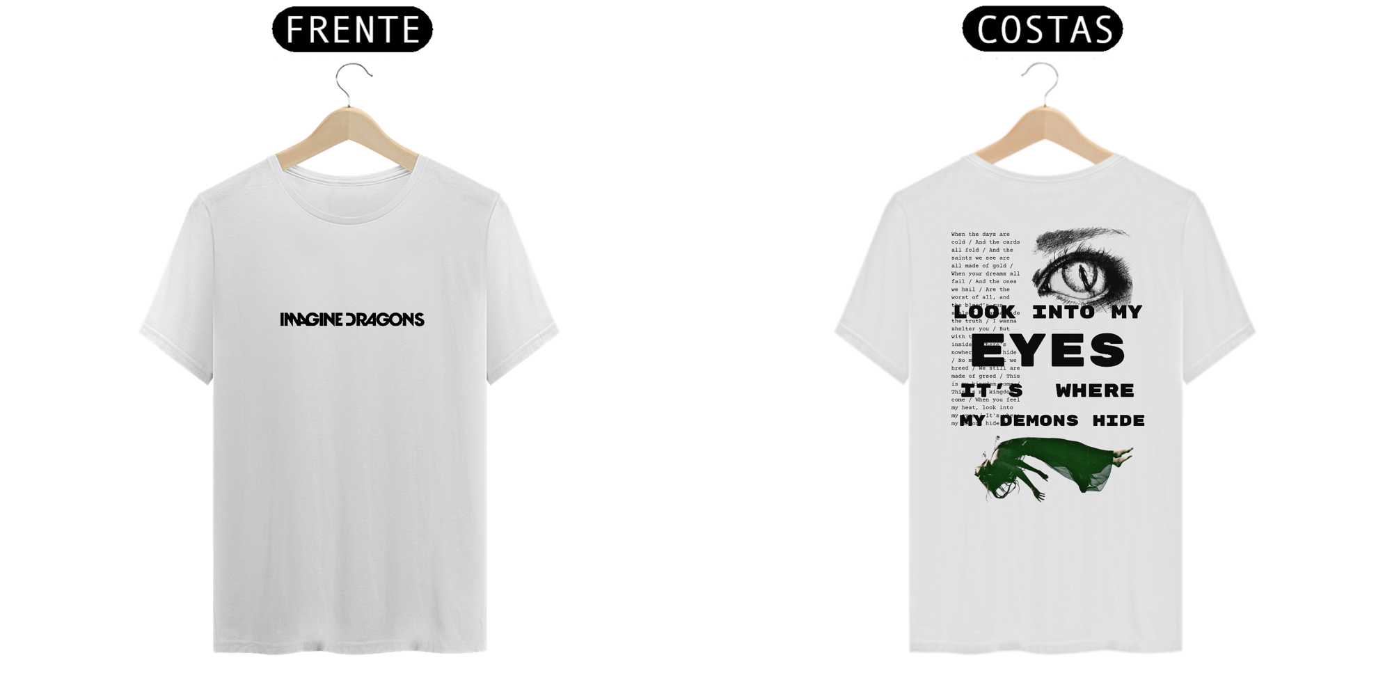 Camiseta Imagine Dragons Demons (Estampa Frente e Costas)