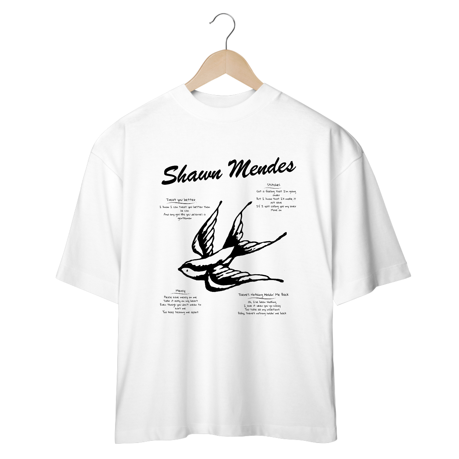 Camiseta Oversized Shawn Mendes Songs