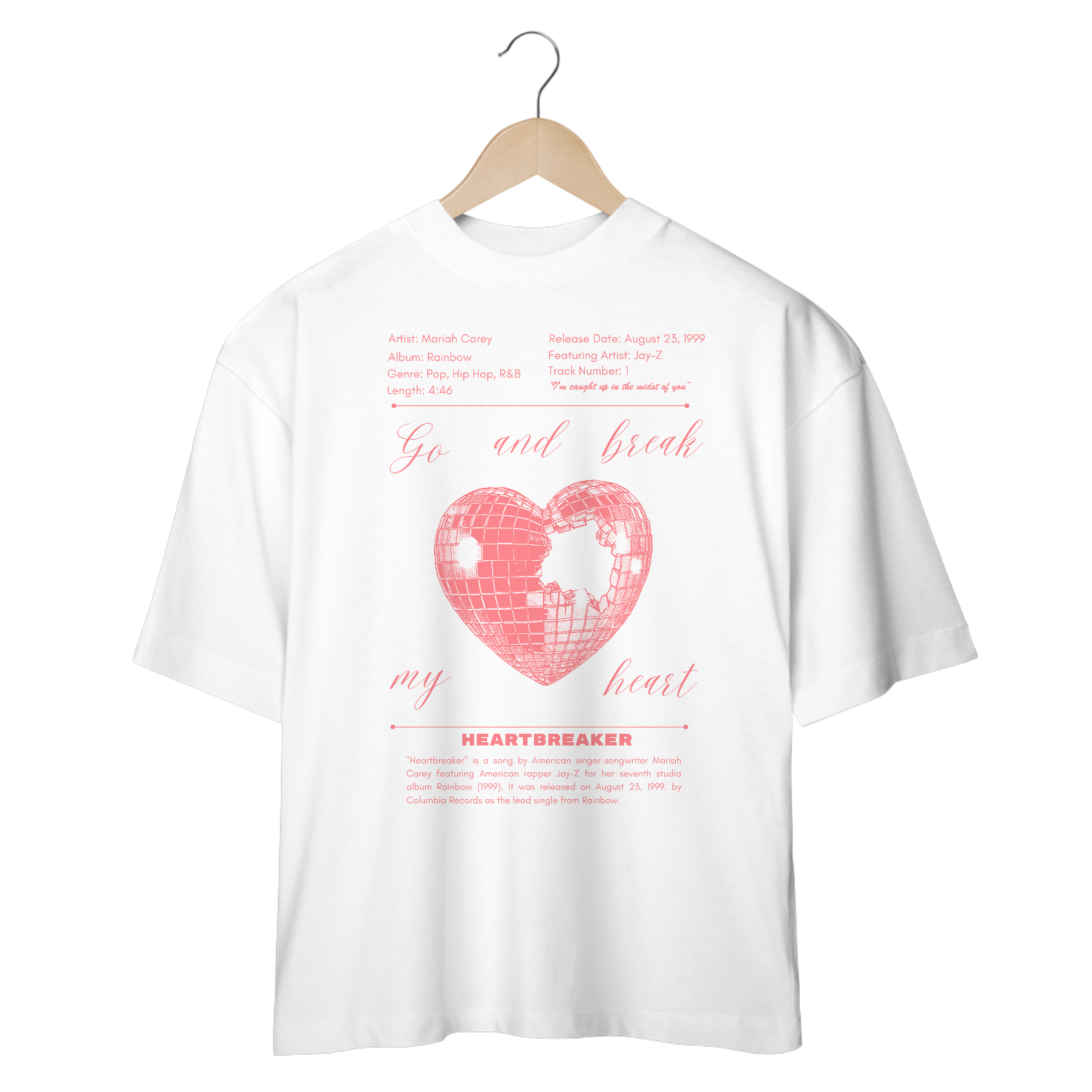 Camiseta Oversized Mariah Carey Heartbreaker