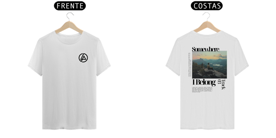 Camiseta Linkin Park Somewhere I Belong (Branca,  Frente e Costas)