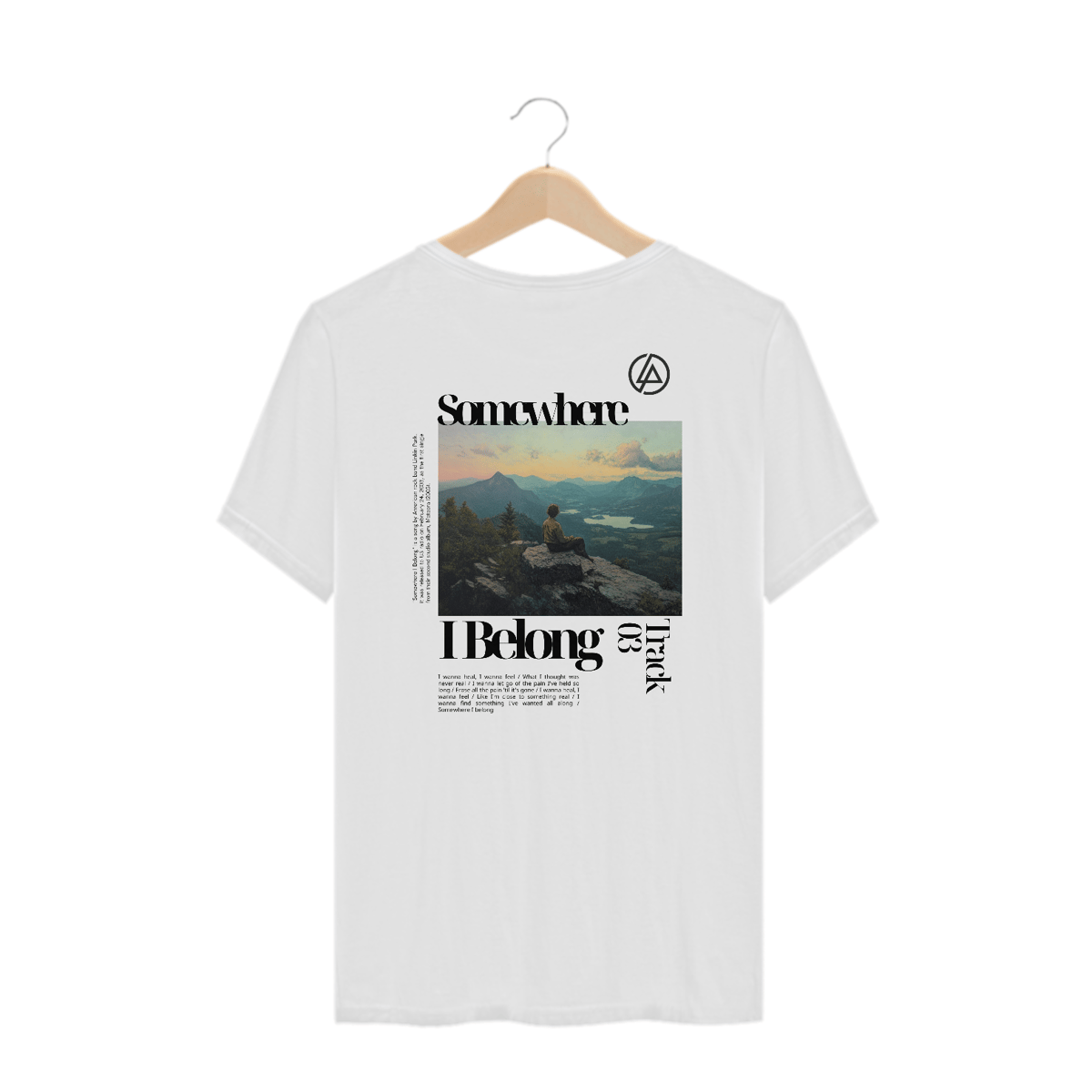 Nome do produto: Camiseta Plus Size Linkin Park Somewhere I Belong (Branca, Costas)