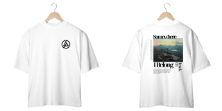 Nome do produto Camiseta Oversized Linkin Park Somewhere I Belong (Branca & Off White, Frente & Costas)