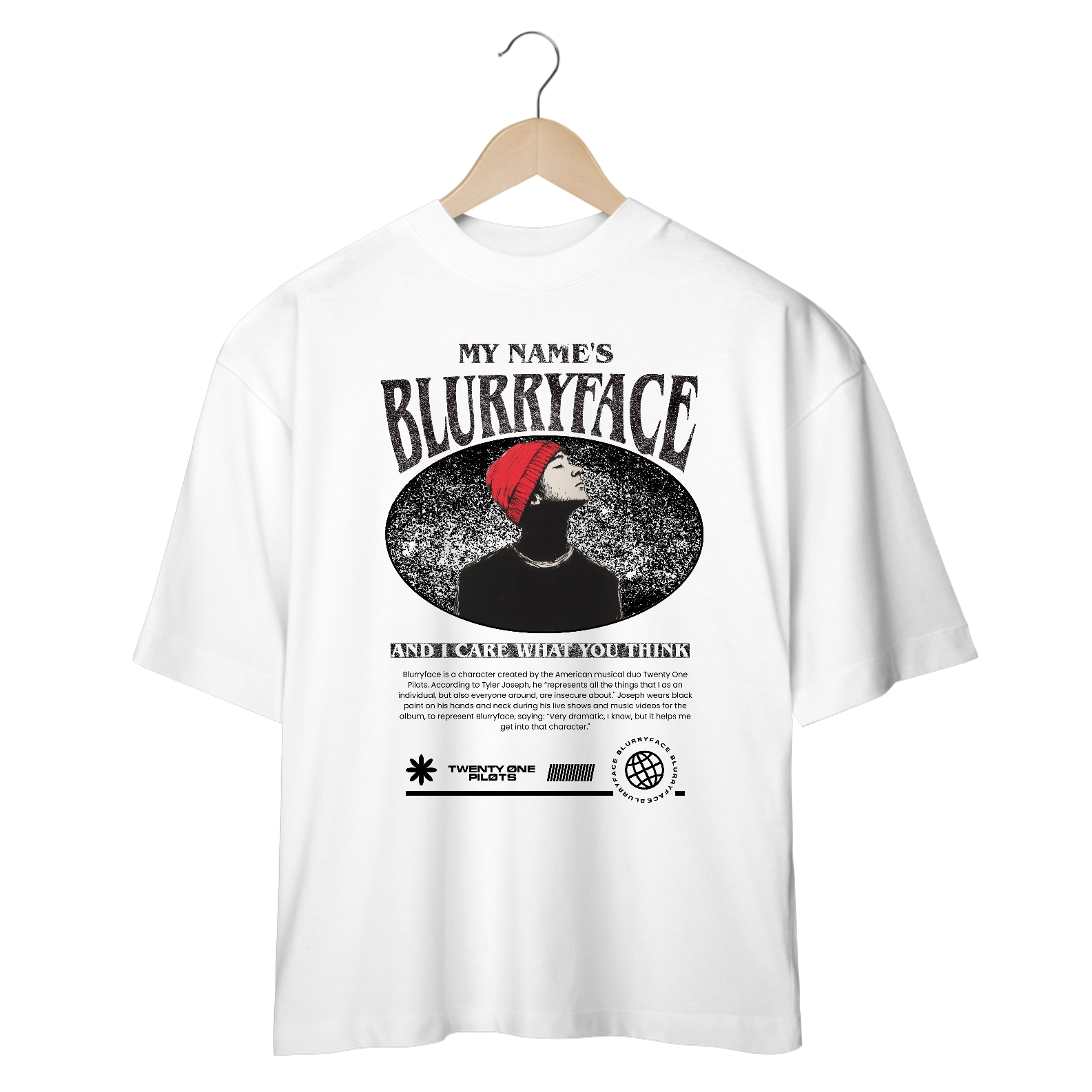 Camiseta Oversized Twenty One Pilots Blurryface