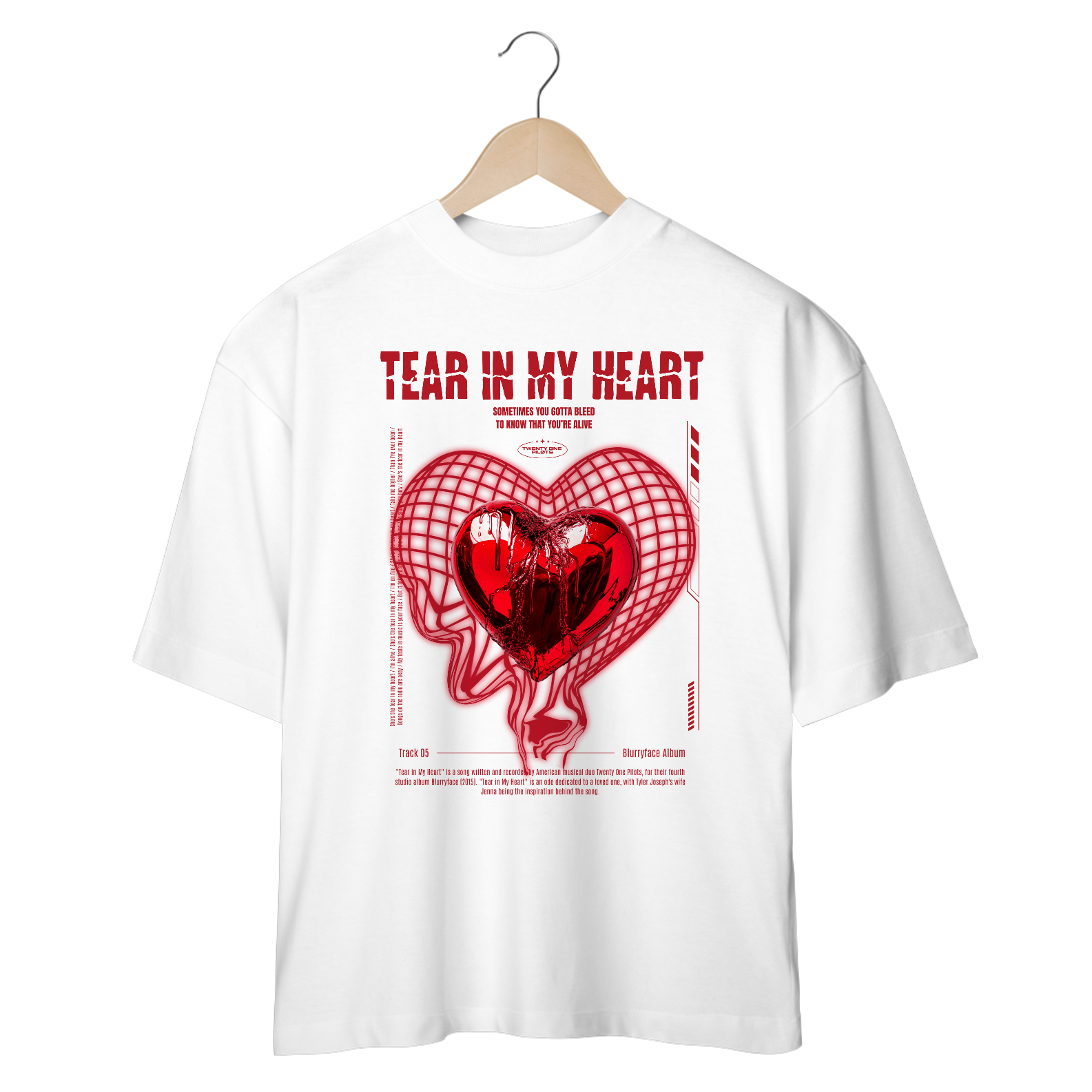 Camiseta Oversized  Twenty One Pilots Tear in My Heart