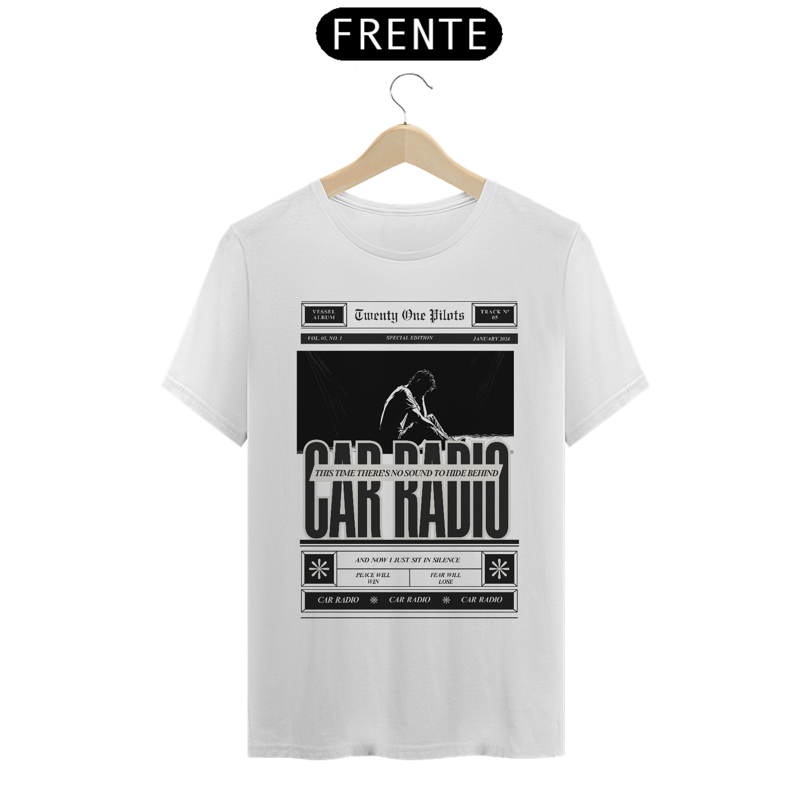 Camiseta Twenty One Pilots Car Radio (Branca)