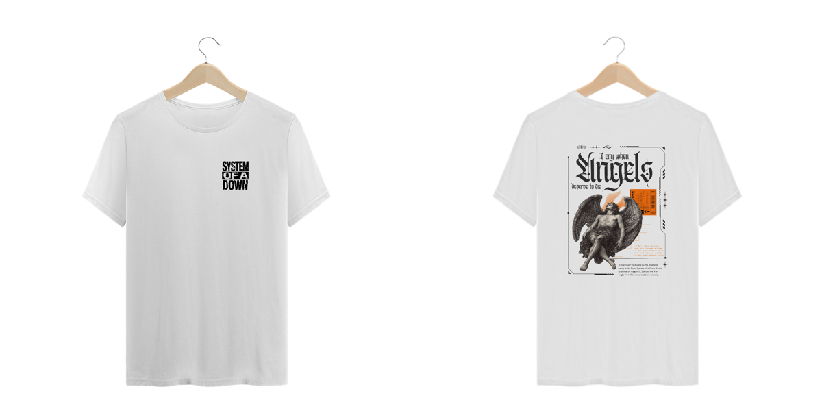 Nome do produto: Camiseta Plus Size System Of a Down Chop Suey! (Branca, Estampa Frente e Costas)