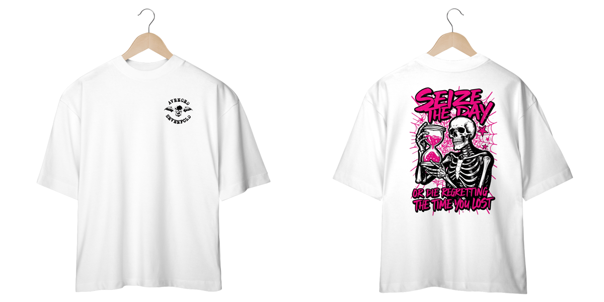 Nome do produto: Camiseta Oversized Avenged Sevenfold Seize The Day (Estampa Frente e Costas)