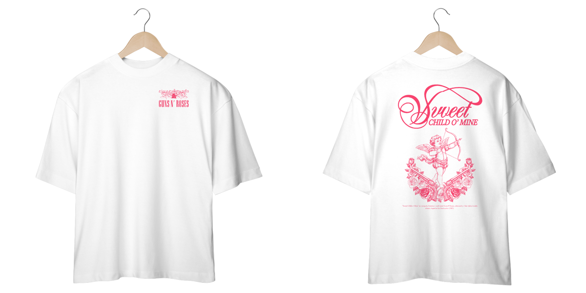 Nome do produto: Camiseta Oversized Guns N\' Roses Sweet Child O\' Mine (Estampa Frente e Costas)