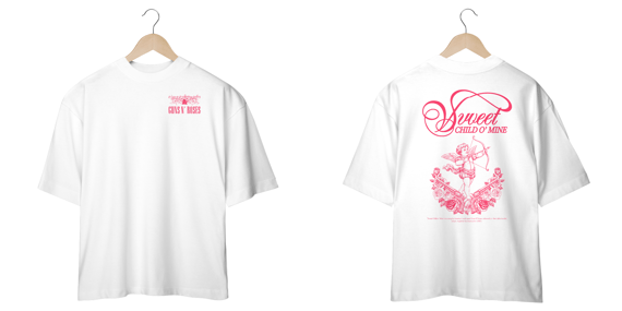 Camiseta Oversized Guns N' Roses Sweet Child O' Mine (Estampa Frente e Costas)