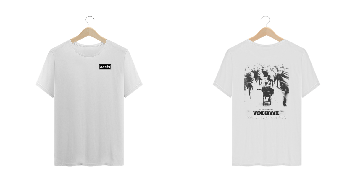 Nome do produto: Camiseta Plus Size Oasis Wonderwall (Estampa Frente e Costas)
