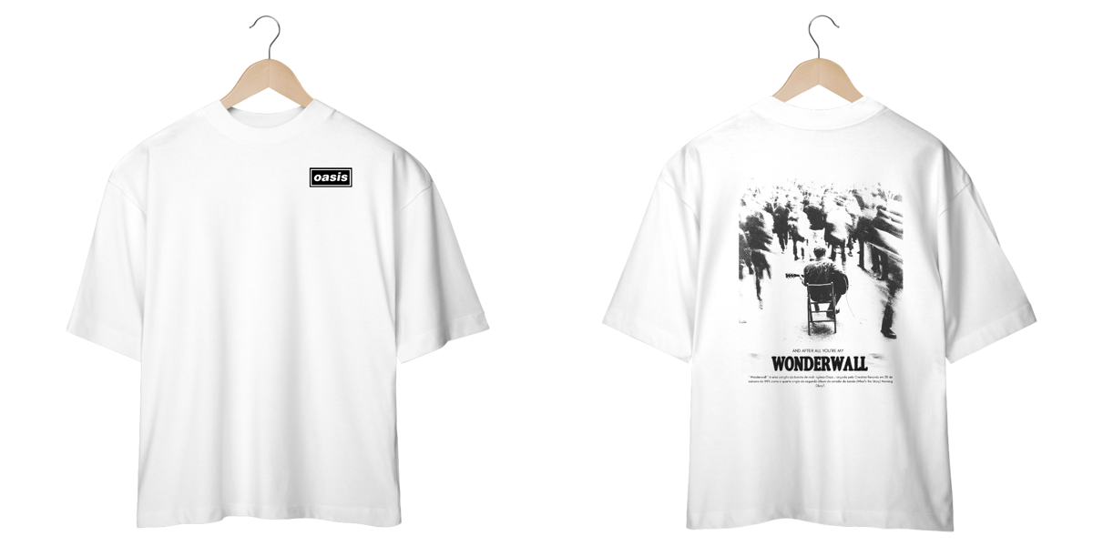 Nome do produto: Camiseta Oversized Oasis Wonderwall (Estampa Frente e Costas)