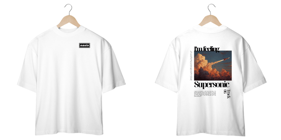 Camiseta Oversized Oasis Supersonic (Estampa Frente & Costas)