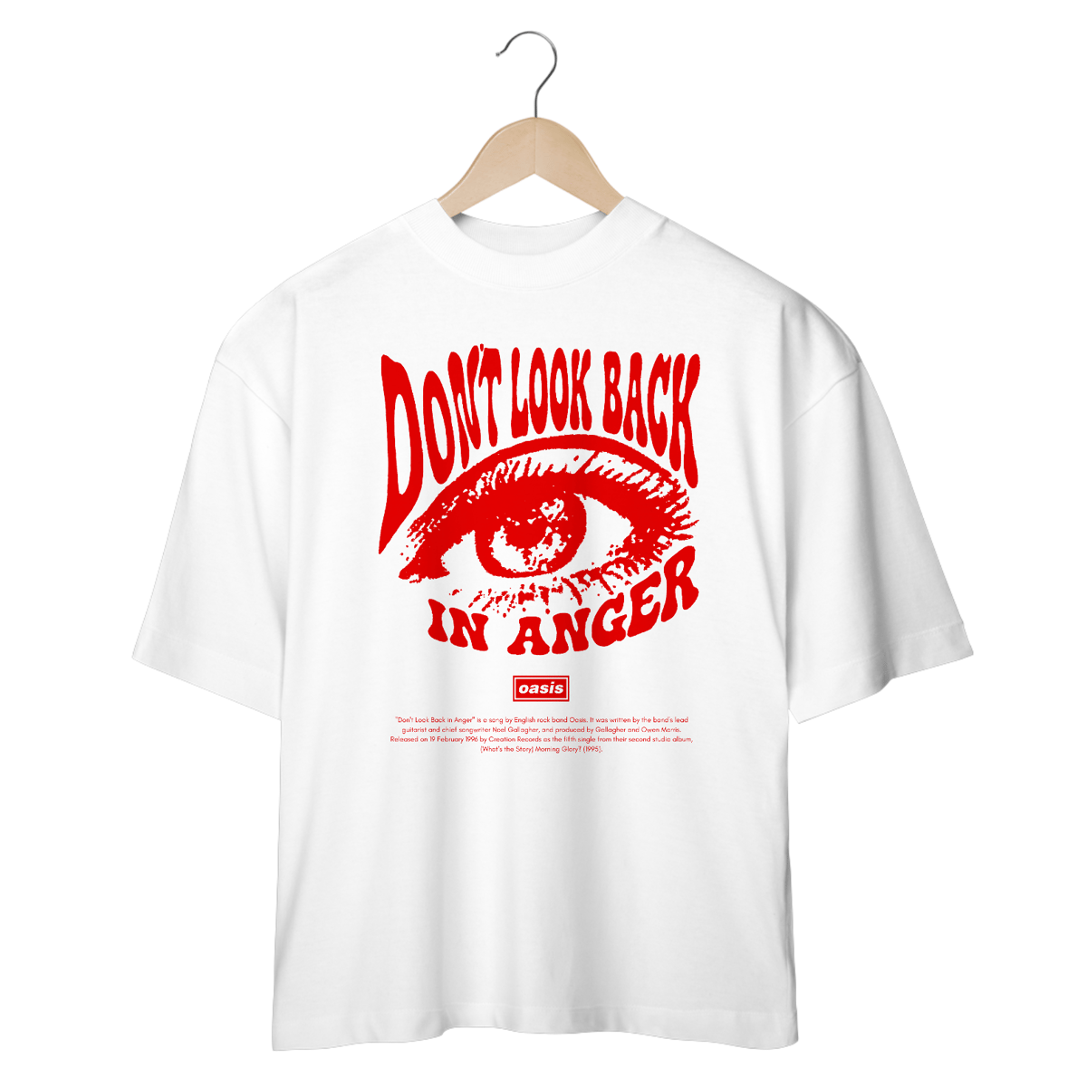 Nome do produto: Camiseta Oversized Oasis Don\'t Look Back in Anger
