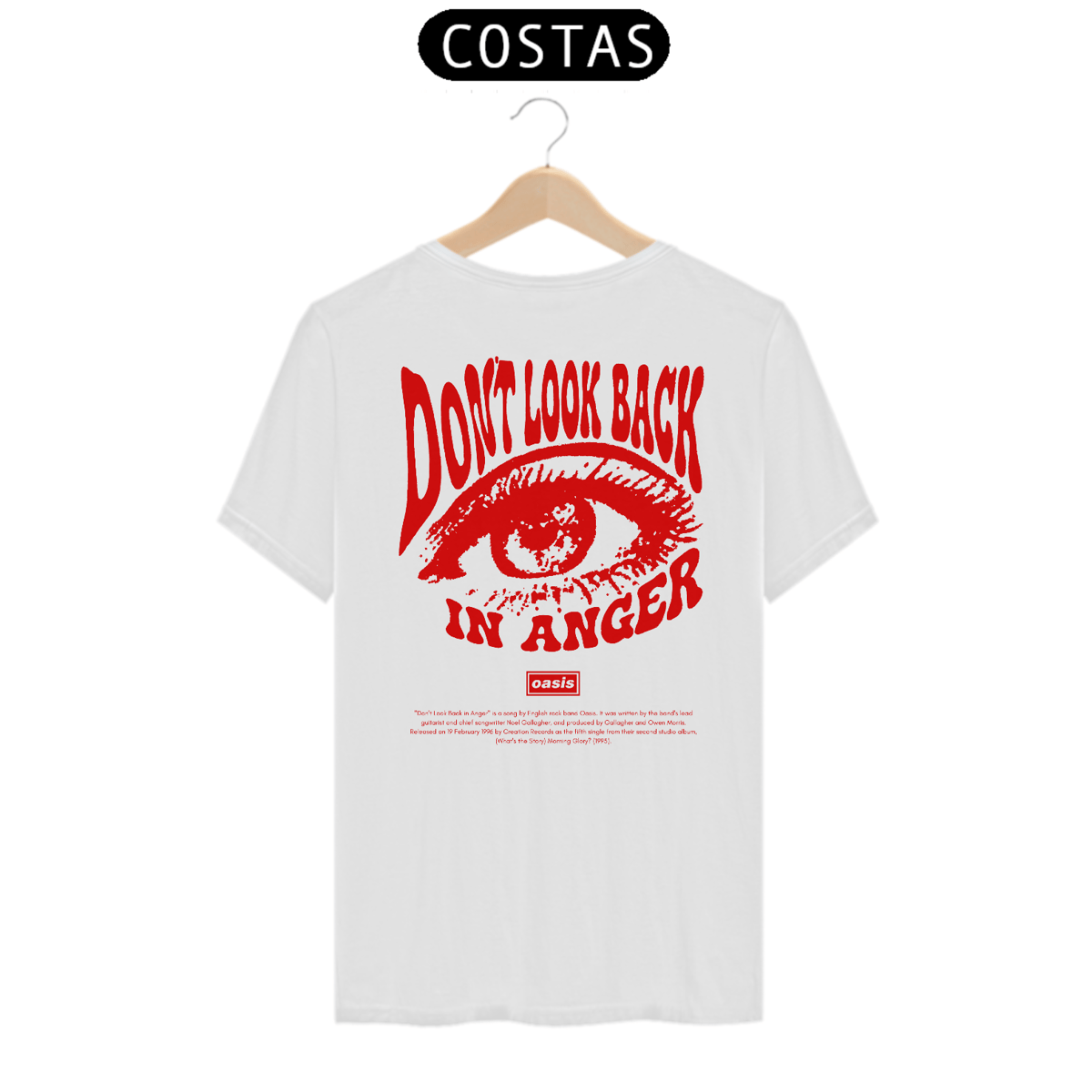 Nome do produto: Camiseta Oasis Don\'t Look Back in Anger (Estampa nas Costas)