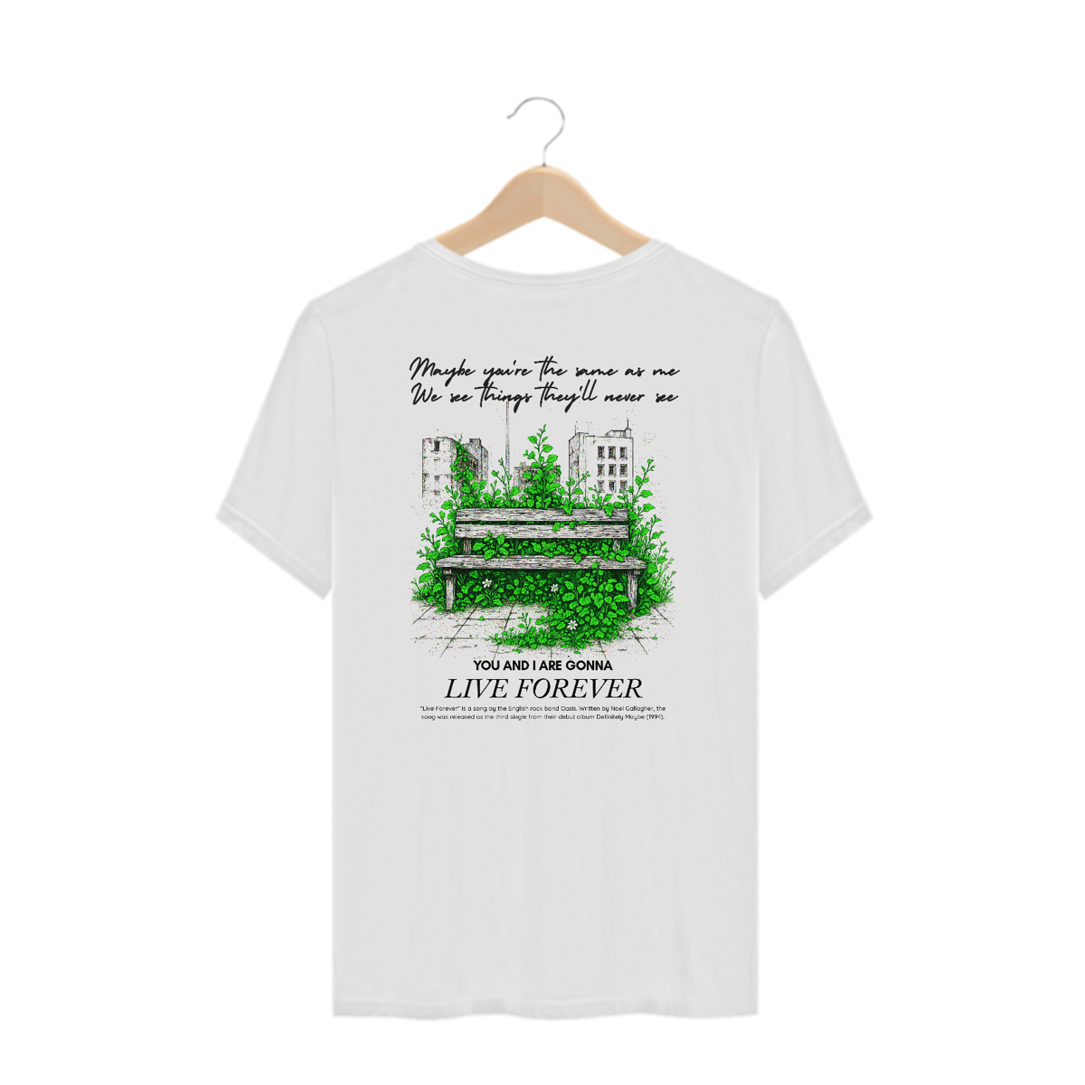 Nome do produto: Camiseta Plus Size Oasis Live Forever (Estampa nas Costas)