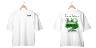 Nome do produto Camiseta Oversized Oasis Live Forever (Estampa Frente e Costas)