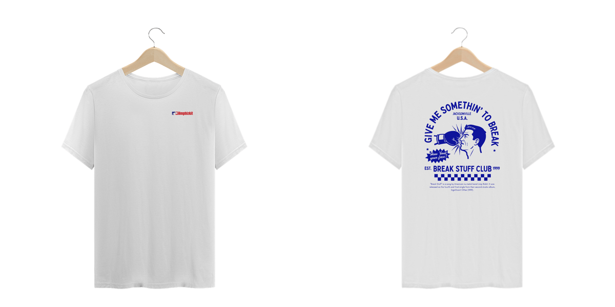 Nome do produto: Camiseta Plus Size Limp Bizkit Breaking Stuff (Estampa Frente e Costas)